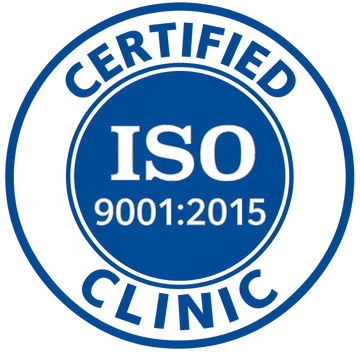 ISO 9001:2015 certified clinic badge